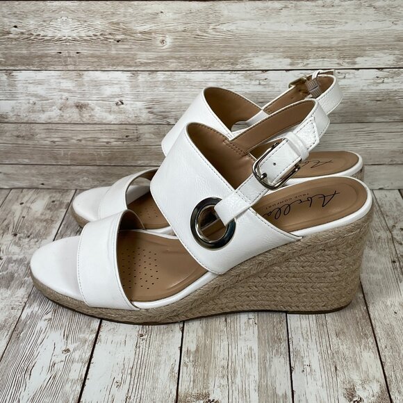 Abella True Comfort Women's 9 M Taya Wedge Sandal Shoe Adjustable White NIB NEW - Picture 6 of 11